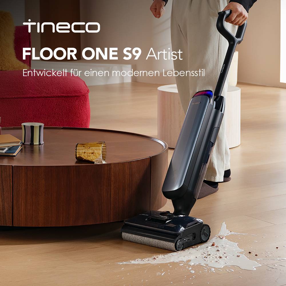 Tineco Floor ONE S9 Artist Smart Wet Dry vacuum cleaner Smooth Drive Dual Block | 180 ° Flat Design for Wash vacuum cleaner, 85 °C Flash Dry, 50 Minutes Running Time Wet & Dry vacuum cleaner, 22000Pa