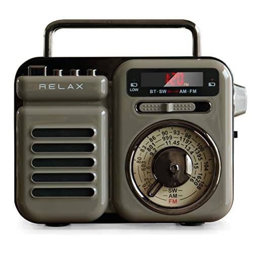 RELAX Multi Retro Radio with Speaker, 7-in-1 Portable Radio, Bluetooth, MP3 Music Playback, LED Light, Flashlight, Power Bank, Multi-Function Radio, R