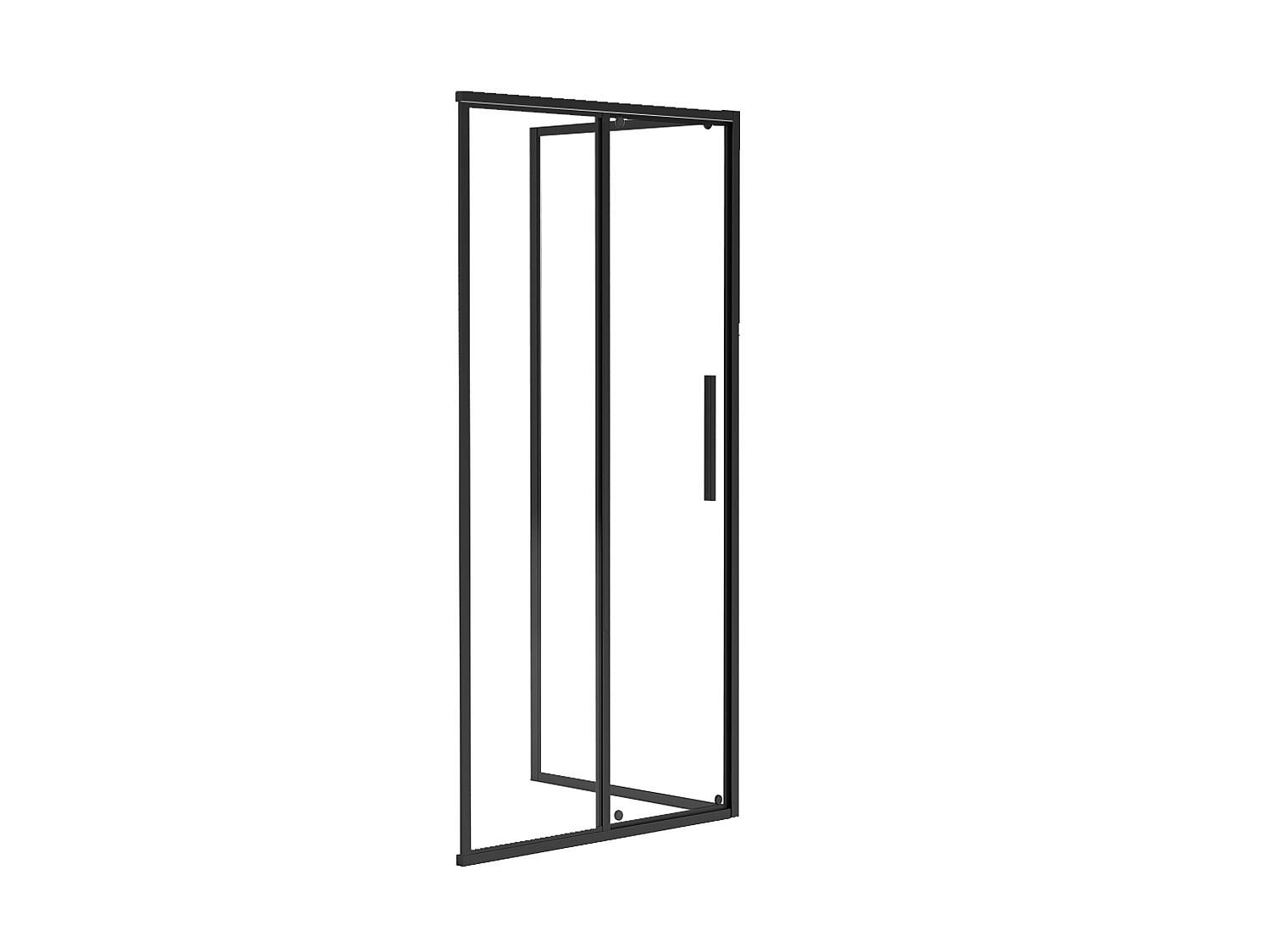 Duschvägg med skjutdörr i matt svart industristil - 100 x 80 x 195 cm - TORONI