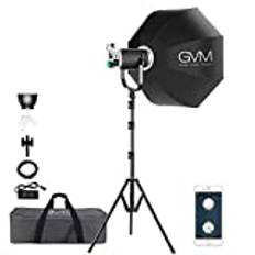 GVM 300 W LED-videolampa med softbox, CRI97, dimbar, 2700 K–7500 K, LED-studioljus, LED-fotografi, kontinuerligt ljus med bowens, studio LED-videobelysning för studio, fotografering, video, YouTube,