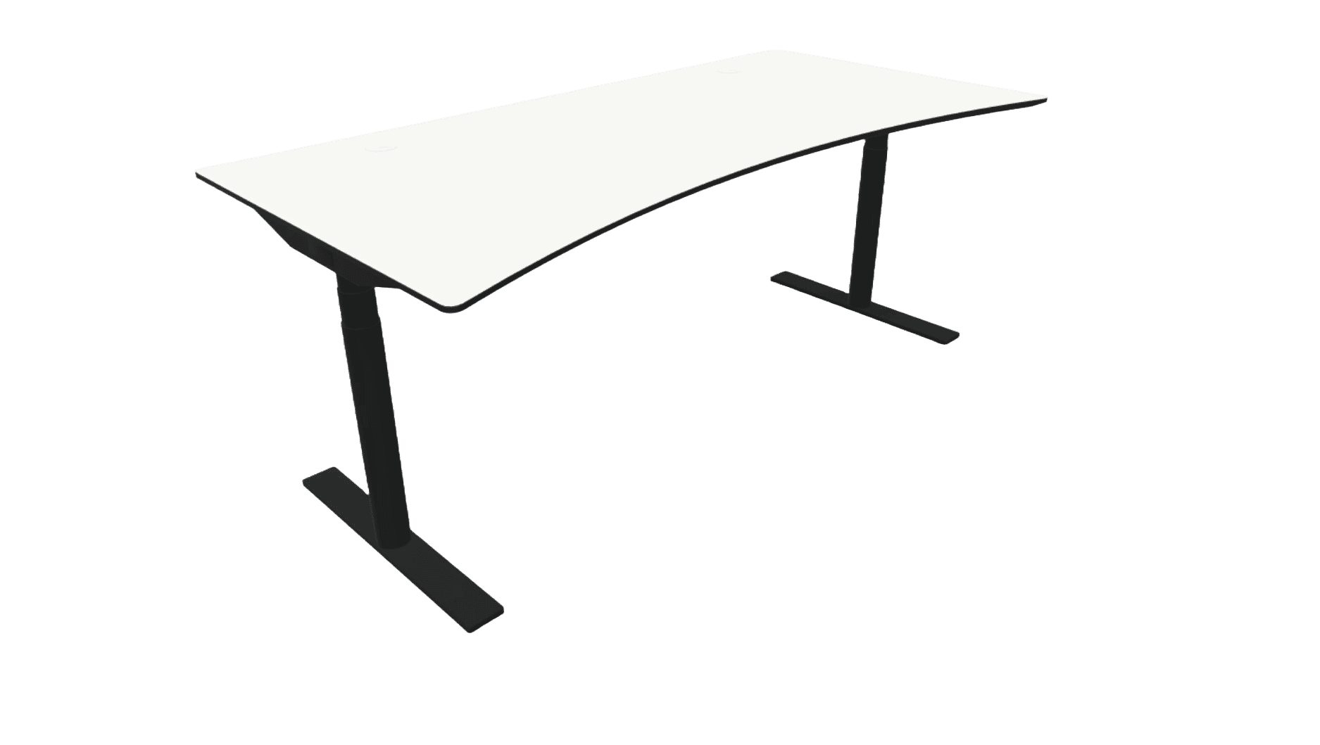 Cube RAW Hæve/sænke bord, faset kant, Sort stel, LINAK søjler - Linoleum - 160 x 90 - Hvid.