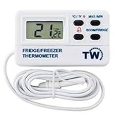 Digital kyltermometer med temperaturvarningslarm och max min funktion – kyl/frys termometer för att övervaka matförvaring