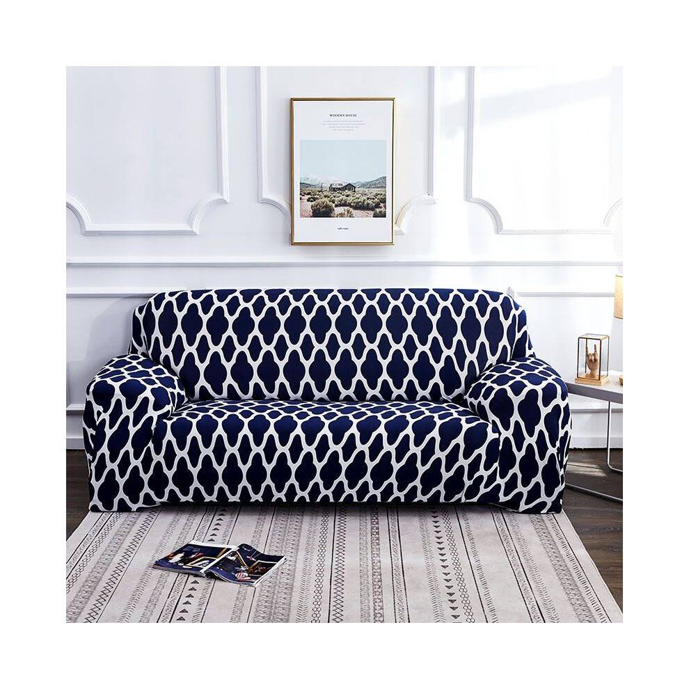 (Arc Blue,2 Seater)Stretch Sofa Slipcover 1234 Seater Solid Color Lattice Couch Protector Cover