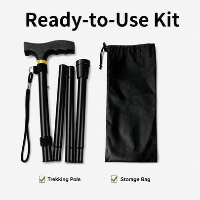 Unisex hopfällbara vandringsstavar, lätta justerbara teleskopiska gångstavar med T-format förstärkt handtag, handledsrem och halkfria gummispetsar, fö - Multifärgad (1 st lila + förvaringsväska,1 st blå + förvaringsväska,1 st svart + förvaringsväska)
