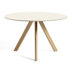 HAY - CPH20 2.0 Table Lacquered Oak Frame Ø120 X H74  Off-White Linoleum Tabletop Lacquered Edge - Matbord - Ronan & Erwan Bouroullec - Vit - Trä