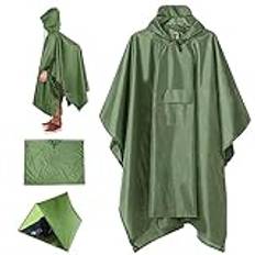 poncho vattentät regn poncho vuxen vattentät återanvändbar regn cape hooded poncho sunshade tarp för utomhus vandring camping resande armé grön