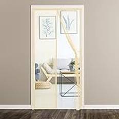 Magnetisk skärmdörrgardin 110 x 205 cm PVC-nät dörrskärm för uteplats skjutdörr brun