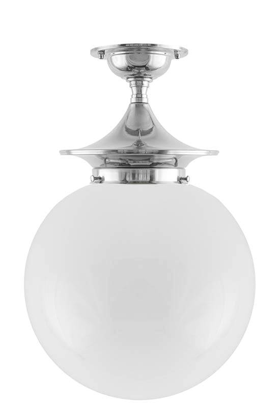 Loftslampe - Dahlberg 100 nikkel, stor kuppelskærm