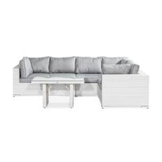 Comfort Garden Bahamas Loungegrupp ute - Soffgrupp till trädgården 5-sits Loungeset konstrotting utemöbler Vit / Gråa dynor & Grå,Vit