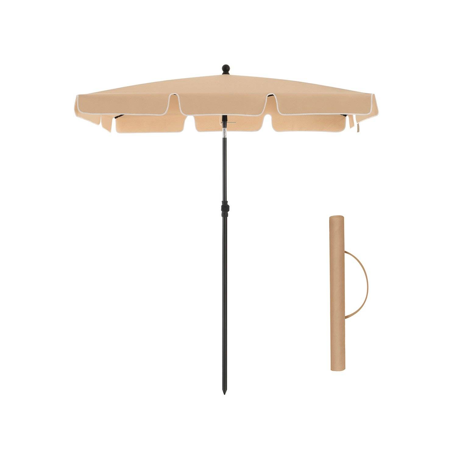 Balkonparasol 2 x 1,25 m, Vipbar solskærm, PA-belagt baldakin, Fod medfølger ikke, Taupe.