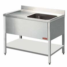 Diskbänk 1 balja 600x500xh325, vänster avloppsyta
