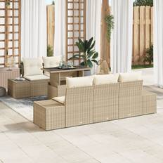 vidaXL 6 Deler Have Sofa Sæt med Puder Beige Poly Rattan