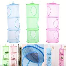 3-Layer Hanging Laundry Hamper Nylon Mesh Storage Basket Washing Basket Dirty Clothes And Debris Organizer Bag