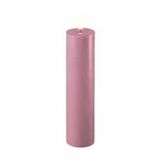 Deluxe Homeart Real Flame LED Bloklys - Ø 5 x H 20 cm - Stearin/resin - Lavendel