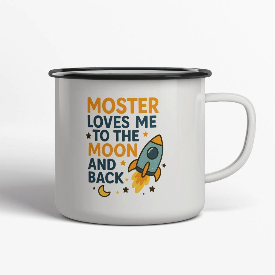 Moster Loves Me To The Moon and Back Emaljmugg