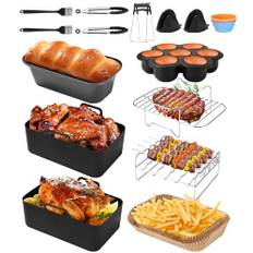 14 stycken Airfryer tillbehörsset, varmluftsfritös, tillbehör för Ninja Foodi AF300EU,AF400 EU,AF500 EU,COSORI, Tower 7,6L/8L/9L/9,5L Dual Zone varmluftsfritös