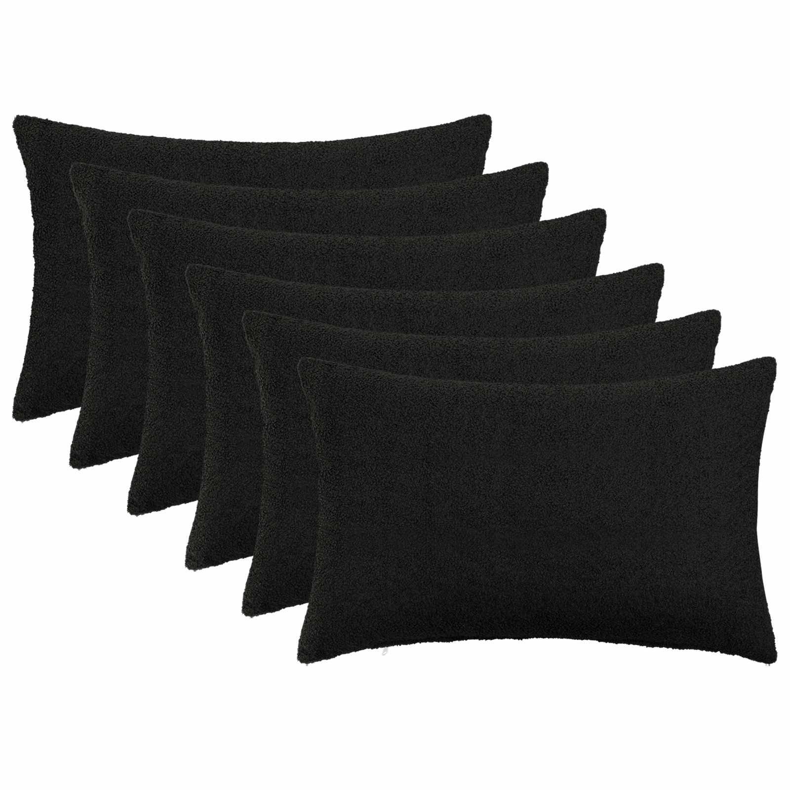 vidaXL Kuddöverdrag 6 st HEERLEN Svart 50 x 80 cm Bouclé