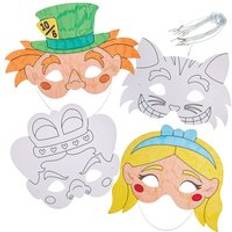 Alice in Wonderland Colour-in Masks (Pack of 8) Dress Up Crafts, Sizes 19cm-26cm,