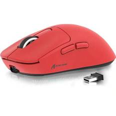 ATTACK SHARK X3 SUPERLIGHT Trådlös spelmus, 49g ultralätt honeycomb-skal, 3-läges ergonomisk datormus, PAW3395 26K DPI-sensor, 200 timmars batteritid, - Röd (En-Storlek)