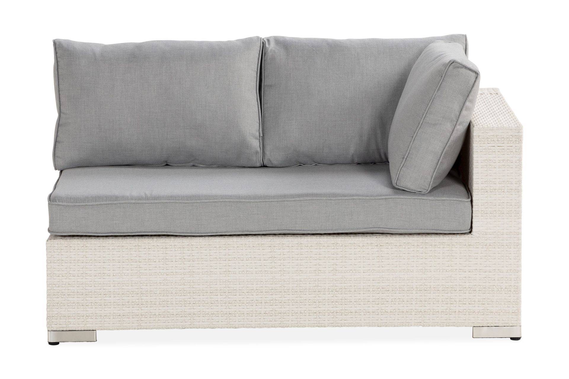 Comfort Garden Bahamas Vänstermodul utomhus 140 cm i konstrotting - Vit / Ljusgrå dynor Vänstermodul utesoffa