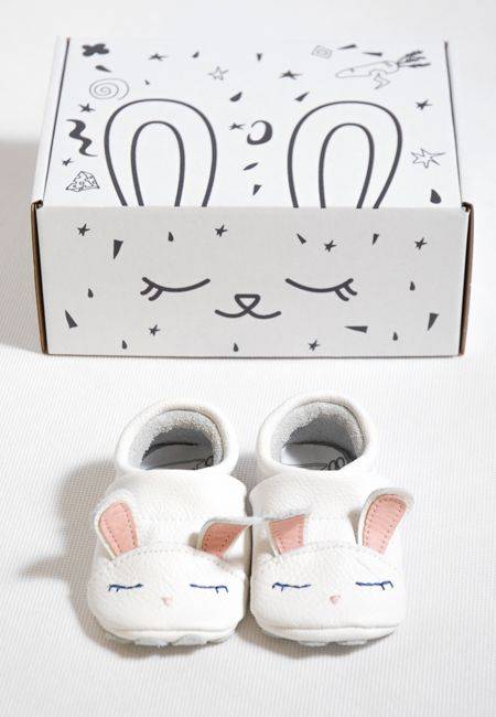 Mockasiner till baby i skinn - kanin 9-15mån: M (9-15mån) 10,5-11,7cm