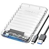 ORICO 6 Gbps transparent externt hölje 2,5 tum 7–9,5 mm SATA I II III HDD/SSD, stöder 6 TB, UASP, verktygsfritt, bärbart SSD-hölje USB-C (2139C3)