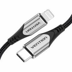 Vention v�vet MFi USB-C til Lightning kabel - 2m - Sort/Gr�