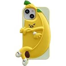 SGVAHY Kawaii telefonfodral för iPhone 13 Pro Max söt tecknad babysamtal telefonfodral 3D rolig gul bananfodral för kvinnor flickor mjukt silikon stöttåligt fodral för iPhone 13 Pro Max