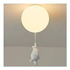 Chandelier Nordic Cartoon Bear Chandelier Cute Polar Bear Ceiling Pendant Light Foyer Glass Ball Flush Mount Lighting Fixture Ceiling Lamp for Bedroom Kitchen Island Kids Room (Color : A-23