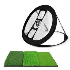 Chipping Net with 3 targets + Triple Surface Mat - Black