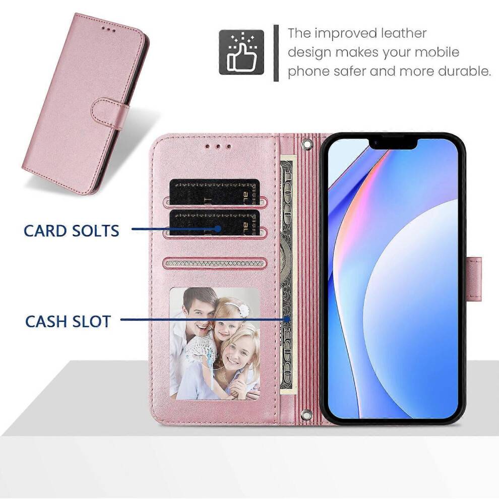 (Pink) Compatible For Oppo Find X9 Ultra 5G Wallet Case RFID Calf Texture Leather Stand Phone Cover with Strap