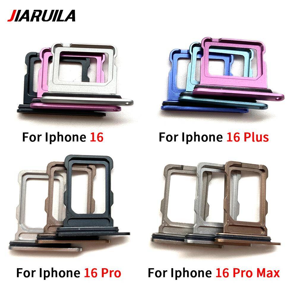 Sim Card Tray For Iphone 16 Plus / For Iphone 16 Pro Max Dual Micro SIM Card Slot Tray Holder SD Card Reader Replacement Parts