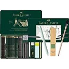 Faber-Castell – Pitt grafitset i metallfodral, stor, 26 + 3 delar (inklusive suddpenna med pensel, papperstorkare och slipblock)