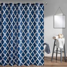 200 x 180 cm Blå Trellis Bruseforhæng Polyester Stof Badeforhæng Skimmel og Mugbestandig W