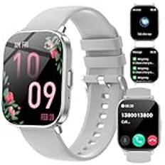 Fitoncloud Smartwatch herr dam med samtal BLE5.2, 2,01 tum HD smartwatch med SpO2/sömn/pulsmätare, 120+ sportlägen, vattentät IP67 smart klocka för iOS/Android, grå