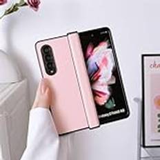 Ultratunt lädergångjärnsfodral för Samsung Galaxy Z Fold 5 4 ZFold 3 skal, rosa, för Samsung Galaxy Z Fold 4