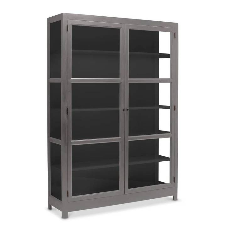LIVINGOODIES VITRINSKAB CARLINGTON EDGE GRÅBRUN/SORT - 145