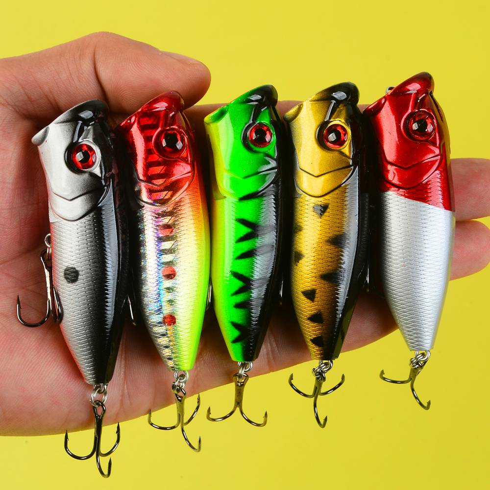 TEMU Topwater Popper Lure For , Pike, And - Hard Bait For Freshwater And Saltwater Fishing
