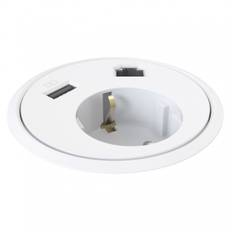 Powerdot 12 - 1 stikkontakt, Data, USB oplader, Farve Hvid
