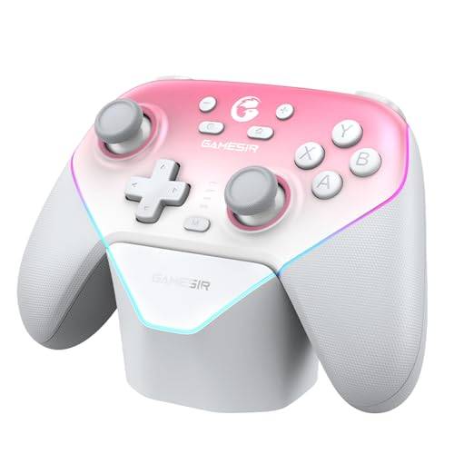 GameSir Super Nova Multiplatform Game Controller – 2.4G Wireless for PC/Switch/iOS/Android – Hall Effect Joystick & Triggers, 1000Hz Polling, Magnetic Faceplate, RGB Lighning,Charging Dock (Whipped Pink)
