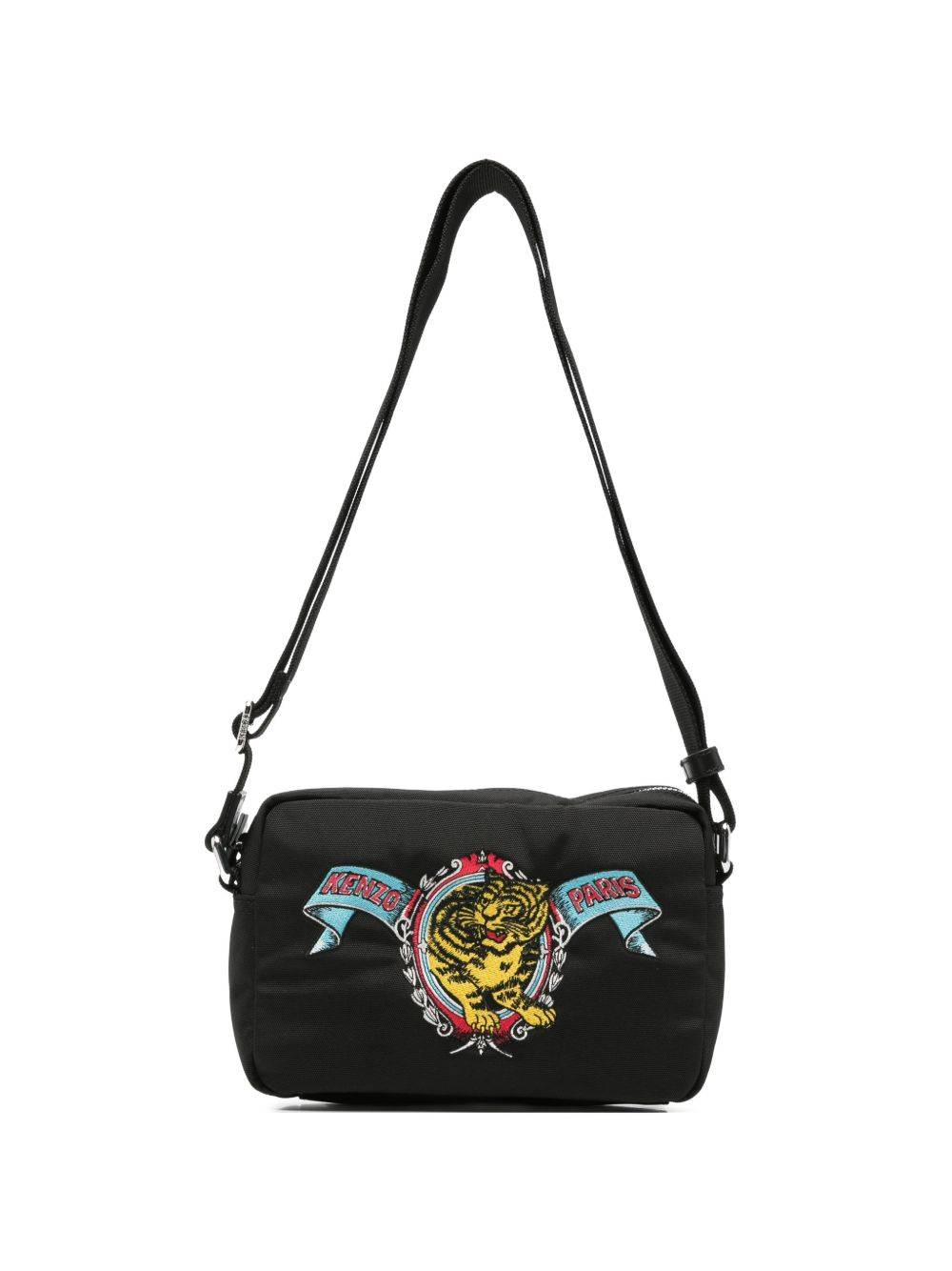 Kenzo - Tiger-motif embroidered messenger bag - herr - polyester - OS - Svart