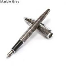 Jinhao silver b&#xE5;ge reservoarpenna, fin spets, b&#xE4;rnsten marmor f&#xE4;rg fat, kontor signatur skolelever kalligrafi a6206 - Gr&#xE5; marmor