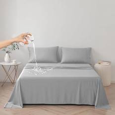 Dujuike 100 % vattentätt skydd eller insats för säng, madrasskydd för sängen, återanvändbart underlag, sänglakansskydd (Cal King/King size-säng 230–250 cm, grå)