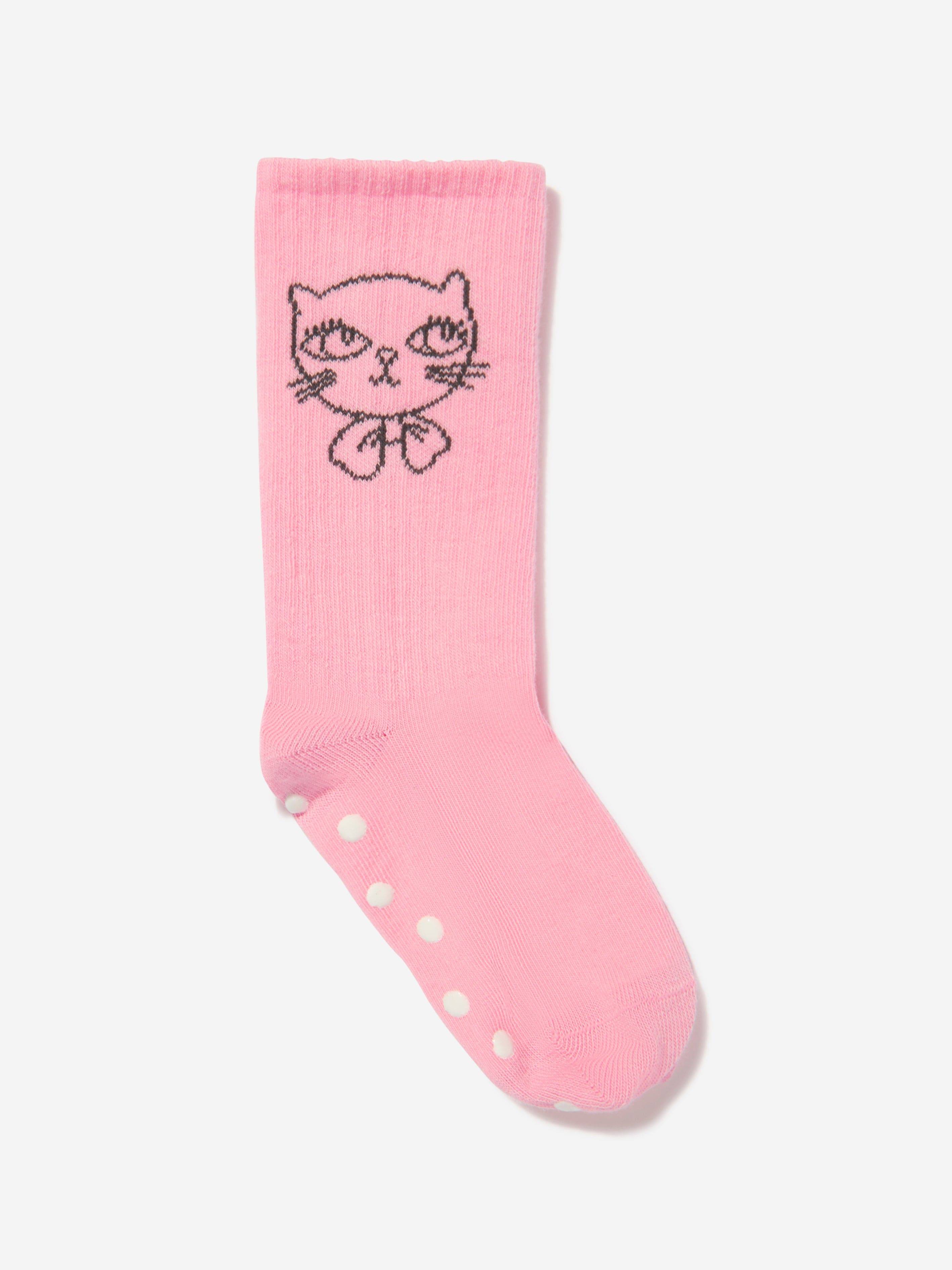 Mini Rodini Girls Cathletes Antislip Socks in Pink - Pink / 16-19 (10-12 CM) (16-19 (10-12 CM))