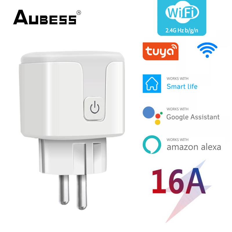 16a 20a wifi smart plug eu smart socket med power monitor timing funktion tuya smart life app kontroll för alexa google home
