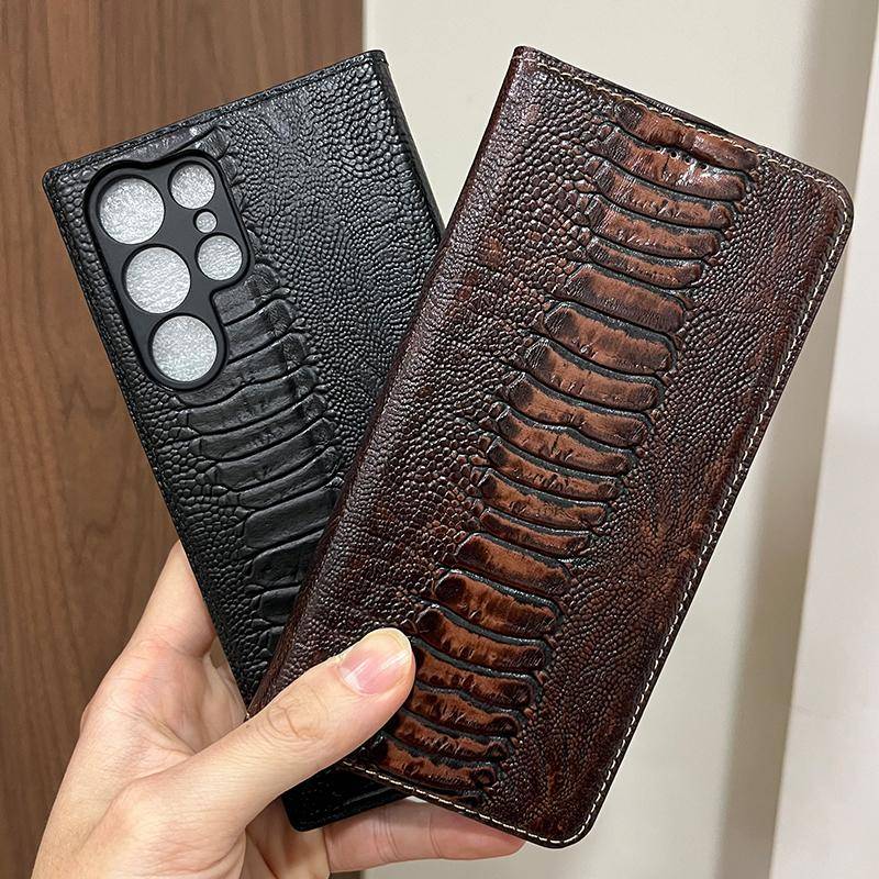 Magnetiskt äkta läder Skin Flip plånbok bok Telefonfodral Cover på För Samsung Galaxy S26 S25 S24 S23 S22 S21 FE Plus Ultra 5G