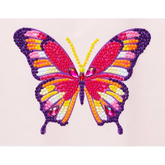Diamond painting – 12×16 cm stort motiv med en färgglad fjäril