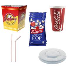 Biopaket stort Popcorn salt, Cola bägare m.m.