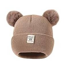 Mössor för spädbarn barn vinter pompom hatt stickad skidhatt dubbel pom keps för flickor pojkar cool säker öra varm mössa, a, one size