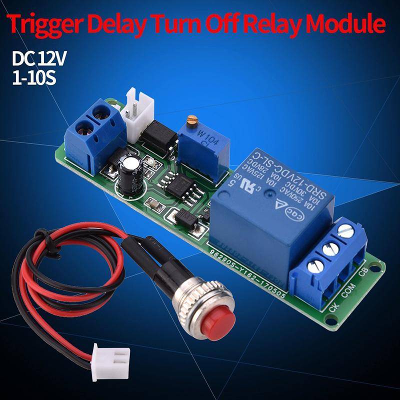 DC 12V Justerbar Timer Fördröjning Stäng Av Modul Tid Relay Tidbrytare 1~10Sek Fördröjd Avstängning Switch Modul grön